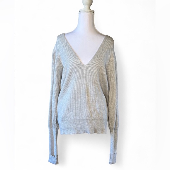 Free People Sweaters - Free People Ribbed V-Neck Sweater Balloon Sleeve Size M